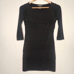White House Black Market 3/4 Sleeve Black Ruffle Dress